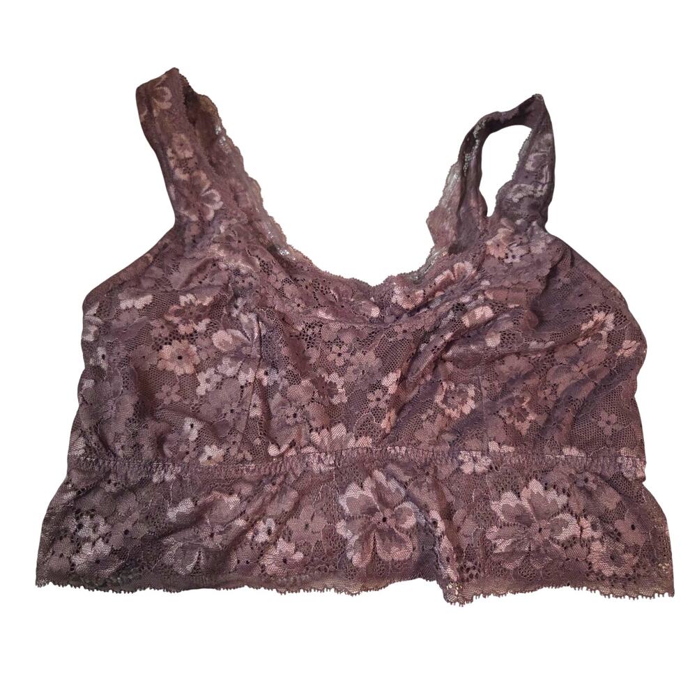 Victoria Secret Lace Bralette Purple Floral Sz 3 36A 30B Lingerie